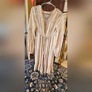 Elegant Cream Lace Maxi Dress